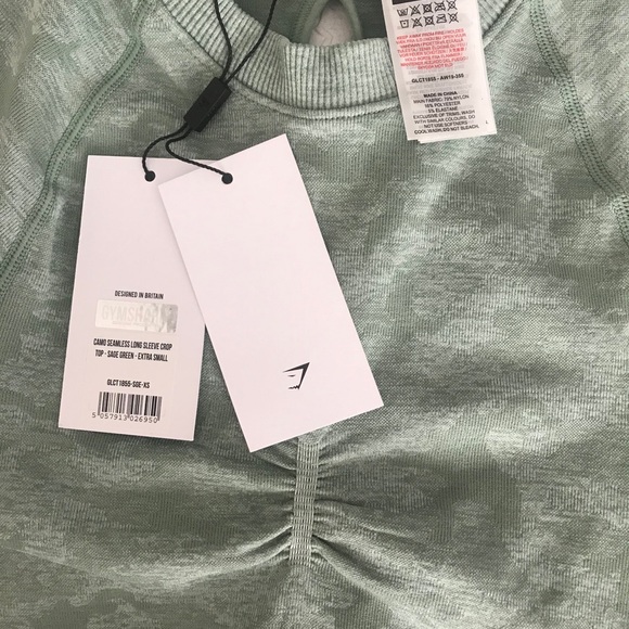 Gymshark Camo Seamless Long Sleeve Crop Top NWT - Picture 2 of 4